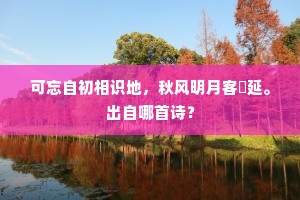 可忘自初相识地，秋风明月客鄜延。出自哪首诗？