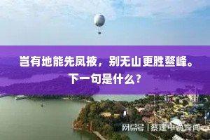 岂有地能先凤掖，别无山更胜鳌峰。下一句是什么？