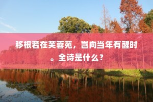 移根若在芙蓉苑，岂向当年有醒时。全诗是什么？