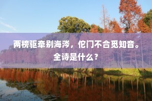 两榜驱牵别海涔，佗门不合觅知音。全诗是什么？