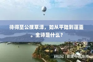 待得至公搜草泽，如从平陆到蓬壶。全诗是什么？