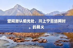 壁间潜认偷光处，川上宁忘结网时。的释义