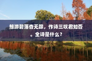 鲸游碧落杳无踪，作诗三叹君知否。全诗是什么？