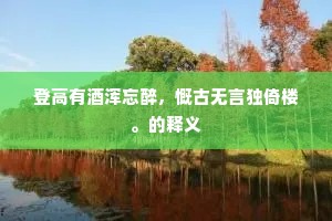 登高有酒浑忘醉，慨古无言独倚楼。的释义