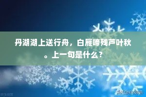 丹湖湖上送行舟，白雁啼残芦叶秋。上一句是什么？
