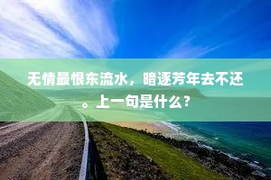 无情最恨东流水，暗逐芳年去不还。上一句是什么？