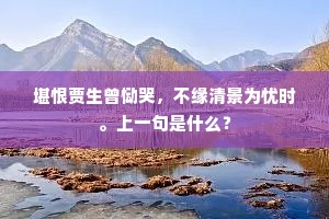 堪恨贾生曾恸哭，不缘清景为忧时。上一句是什么？