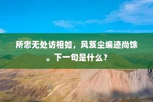 所忠无处访相如，风笈尘编迹尚馀。下一句是什么？