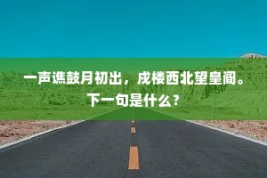 一声谯鼓月初出，戍楼西北望皇阍。下一句是什么？