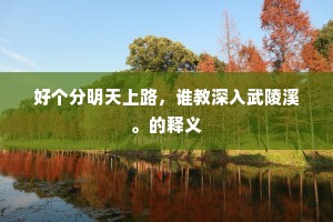 好个分明天上路，谁教深入武陵溪。的释义