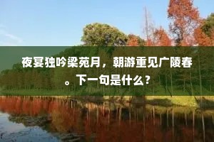 夜宴独吟梁苑月，朝游重见广陵春。下一句是什么？