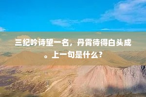 三纪吟诗望一名，丹霄待得白头成。上一句是什么？