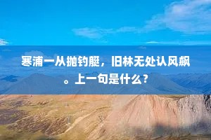 寒浦一从抛钓艇，旧林无处认风飙。上一句是什么？