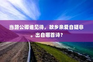 当路公卿谁见待，故乡亲爱自疑非。出自哪首诗？