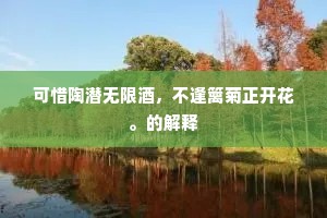 可惜陶潜无限酒，不逢篱菊正开花。的解释