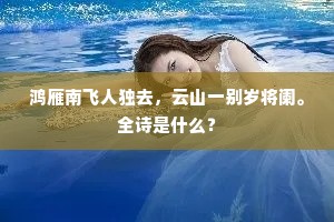 鸿雁南飞人独去，云山一别岁将阑。全诗是什么？