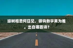 琼树相思何日见，银钩数字莫为难。出自哪首诗？