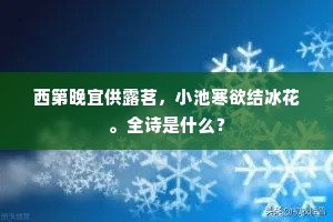 西第晚宜供露茗，小池寒欲结冰花。全诗是什么？