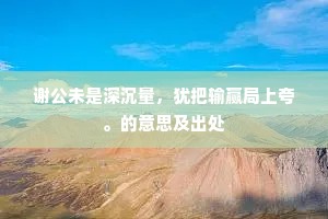 谢公未是深沉量，犹把输赢局上夸。的意思及出处