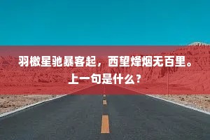 羽檄星驰暴客起，西望烽烟无百里。上一句是什么？