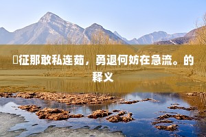 彙征那敢私连茹，勇退何妨在急流。的释义