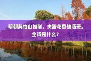明朝莫怕山如削，夹路花香破酒恶。全诗是什么？