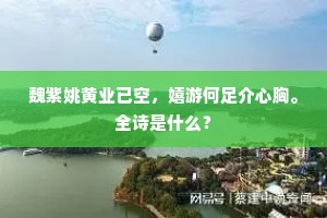 魏紫姚黄业已空，嬉游何足介心胸。全诗是什么？
