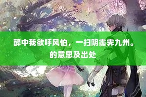醉中我欲呼风伯，一扫阴霾霁九州。的意思及出处