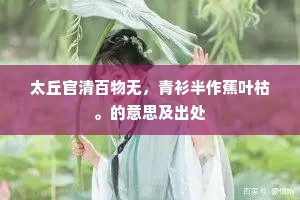 太丘官清百物无，青衫半作蕉叶枯。的意思及出处