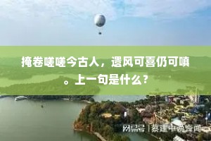 掩卷嗟嗟今古人，遗风可喜仍可嗔。上一句是什么？