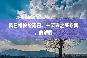 风日相怜纷无已，一笑玄之妄亦真。的解释