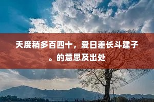 天度稍多百四十，爱日差长斗建子。的意思及出处