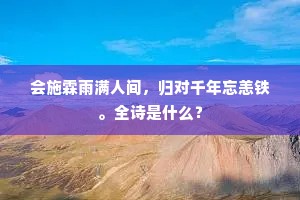 会施霖雨满人间，归对千年忘恙铁。全诗是什么？