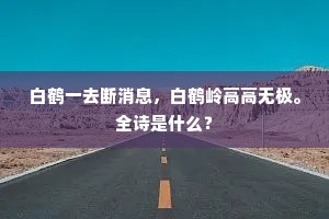 白鹤一去断消息，白鹤岭高高无极。全诗是什么？