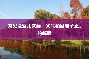 为见漫空儿女姿，义气稍回君子正。的解释