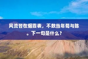 风流皆在烟霞表，不数当年荀与陈。下一句是什么？