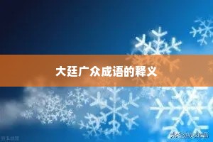 大廷广众成语的释义