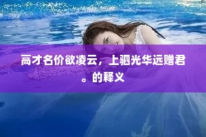 高才名价欲凌云，上驷光华远赠君。的释义