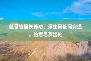 触目皆因长养功，浮生何处问穷通。的意思及出处
