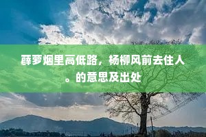 薜萝烟里高低路，杨柳风前去住人。的意思及出处