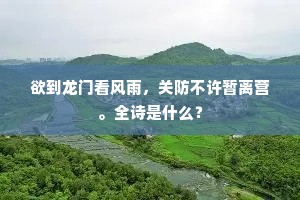 欲到龙门看风雨，关防不许暂离营。全诗是什么？