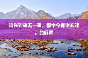 诗兴到来无一事，郡中今有谢玄晖。的解释