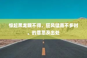惊起黑龙眠不得，狂风猛雨不多时。的意思及出处