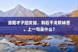 洛阳才子旧交知，别后干戈积咏思。上一句是什么？