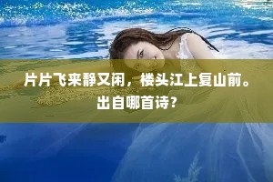 片片飞来静又闲，楼头江上复山前。出自哪首诗？