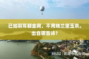 已知羽驾朝金阙，不用烧兰望玉京。出自哪首诗？