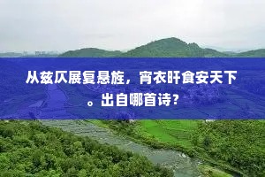 从兹仄展复悬旌，宵衣旰食安天下。出自哪首诗？