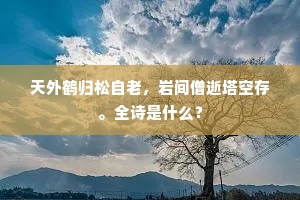 天外鹤归松自老，岩间僧逝塔空存。全诗是什么？