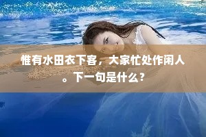 惟有水田衣下客，大家忙处作闲人。下一句是什么？