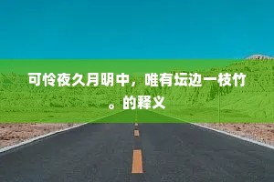 可怜夜久月明中，唯有坛边一枝竹。的释义